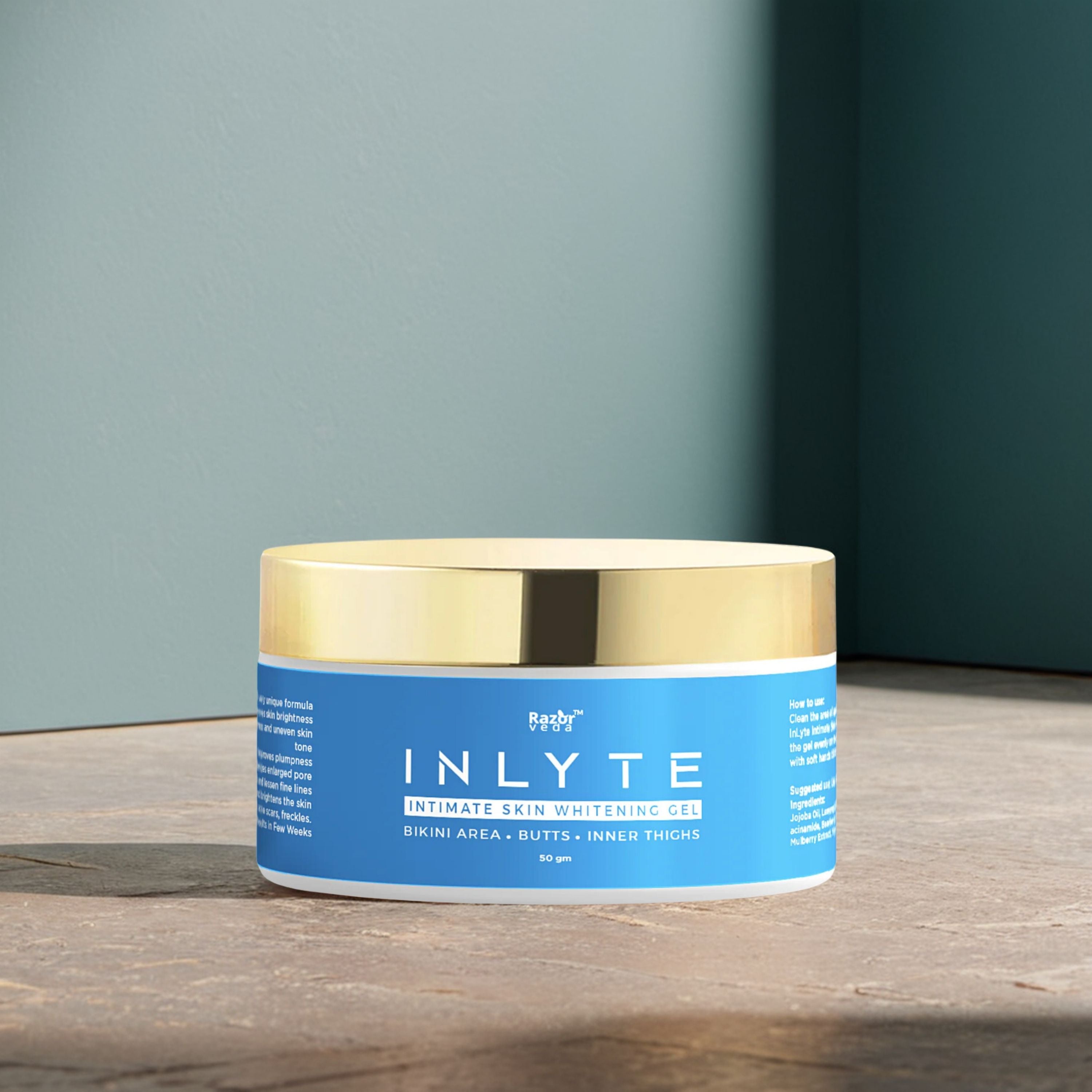 INLYTE Intimate Area Skin Whitening Gel for Dark Inner Thighs, Bikini Area, Underarms & Back