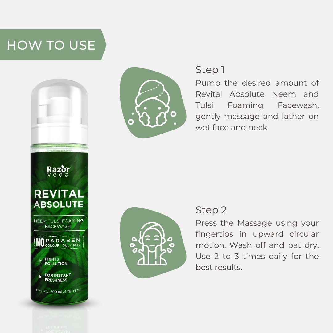 Revital Absolute Neem and Tulsi Foaming Facewash For Pimple and Acne Prone Skin - 200 ml Razorveda