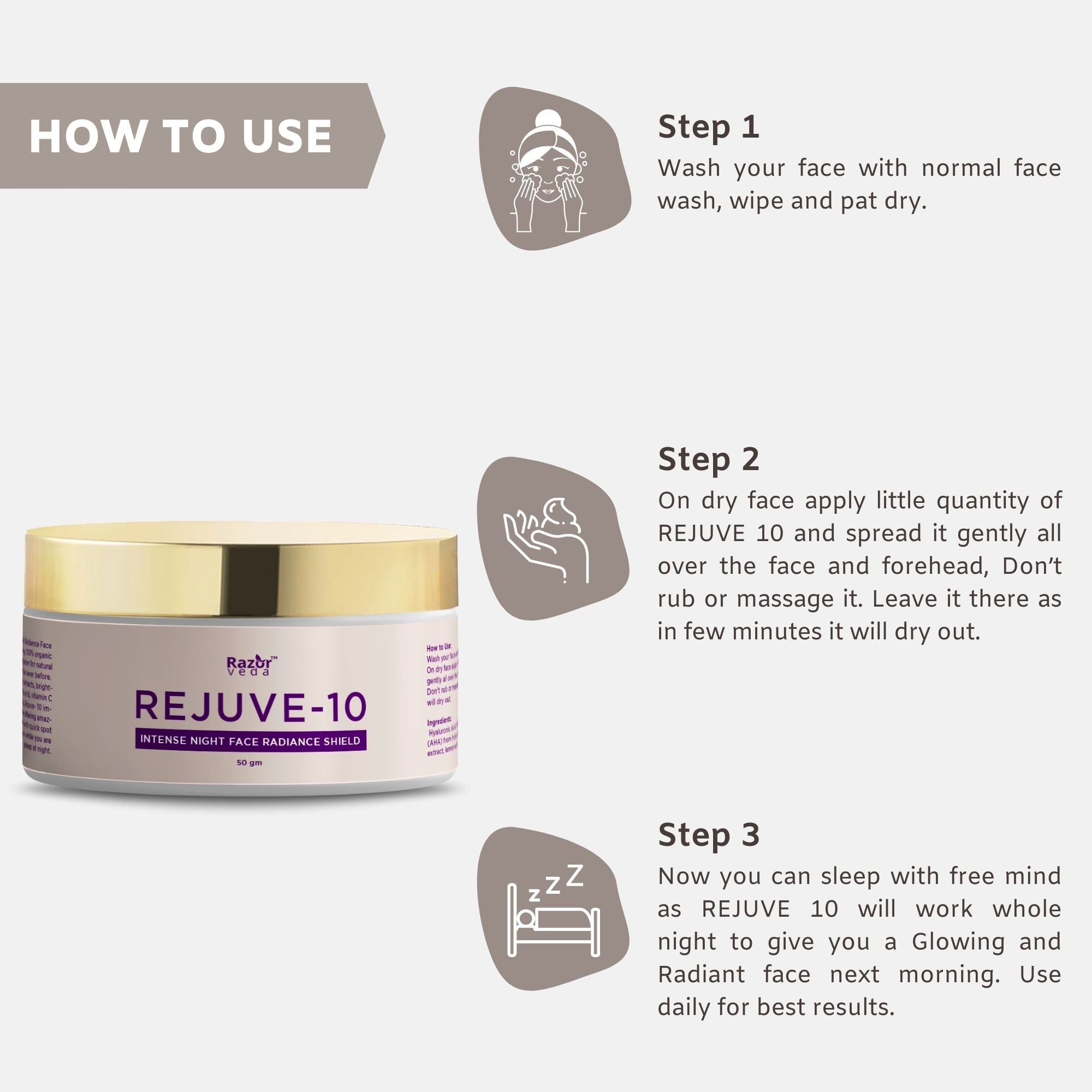 REJUVE 10- INTENSE NIGHT RADIANCE FACE SHIELD Razorveda