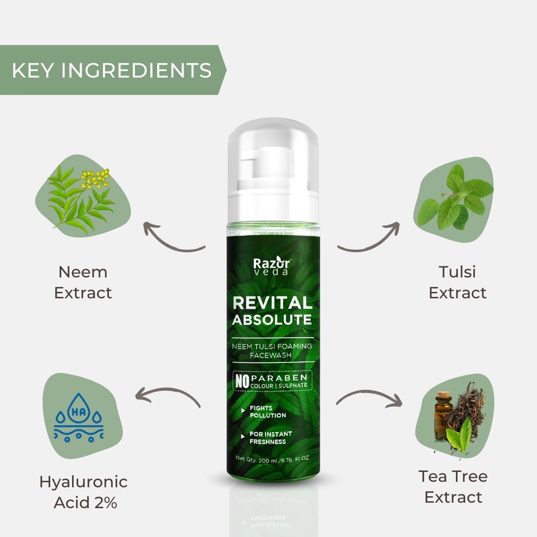 Revital Absolute Neem and Tulsi Foaming Facewash For Pimple and Acne Prone Skin - 200 ml Razorveda