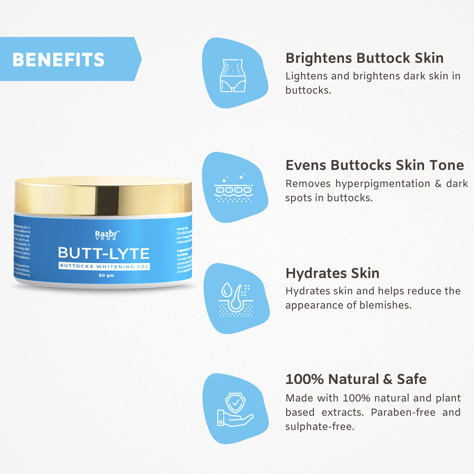 Butt-Lyte Buttock Whitening & Brightening Gel Razorveda