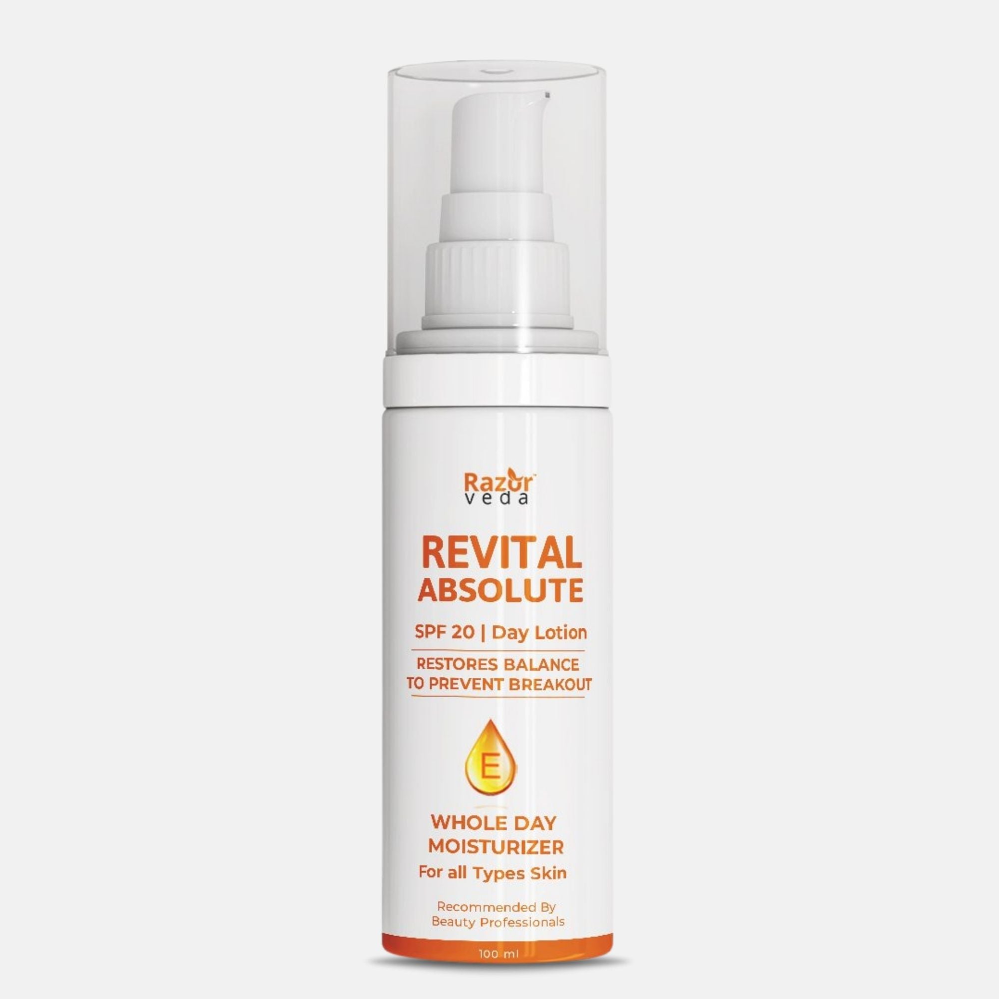 REVITAL ABSOLUTE Clear Moisturizer with SPF 20 for Whole Day Moisturization & Healthy Skin Razorveda