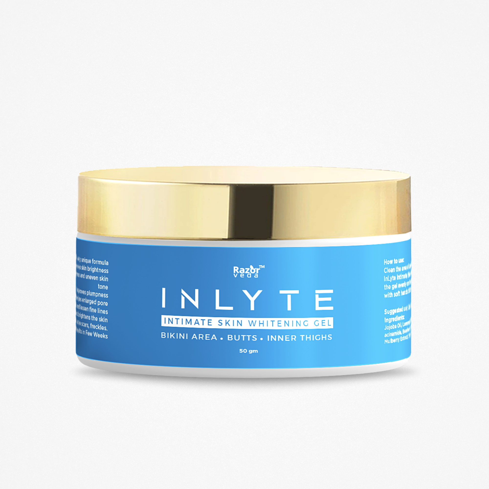 INLYTE Intimate Area Skin Whitening Gel for Dark Inner Thighs, Bikini Area, Underarms & Back Razorveda